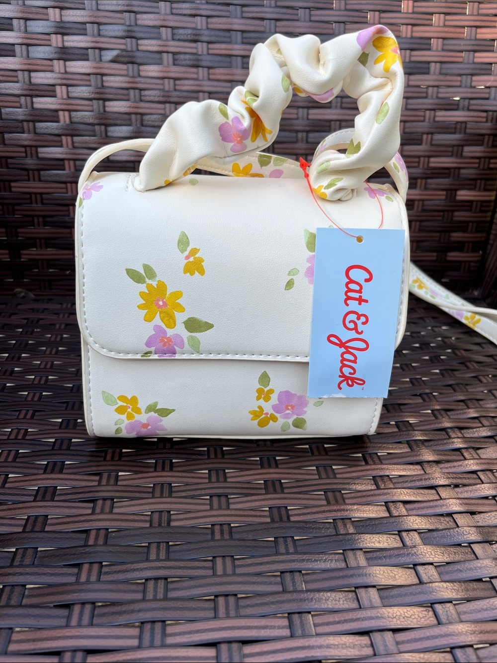 Cat & Jack Cream Floral Mini Top-Handle Crossbody